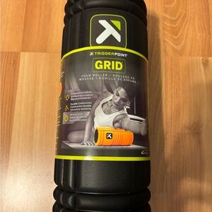 Black Foam Roller with Textured Grid Pattern